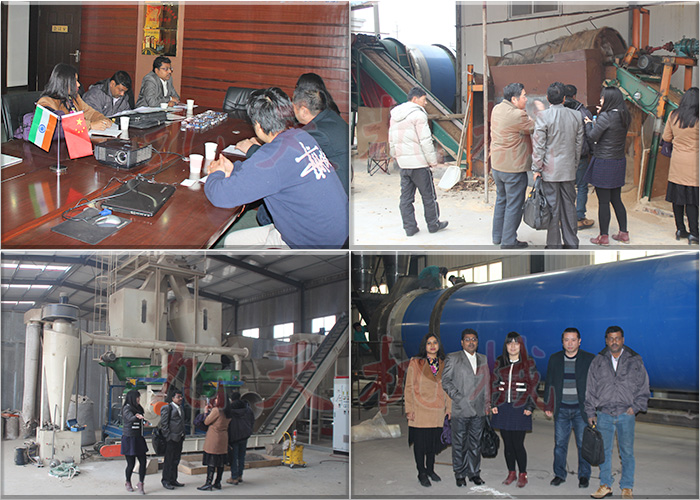 印度客戶考察木屑生物質(zhì)燃料生產(chǎn)線